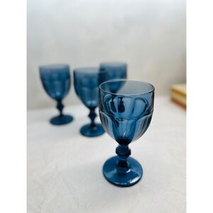 vtg libbey duratuff gibraltar dusky blue goblet set of 4 6.75in